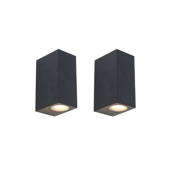 2 db modern fekete fali lámpa készlet 2-es IP44 - Baleno