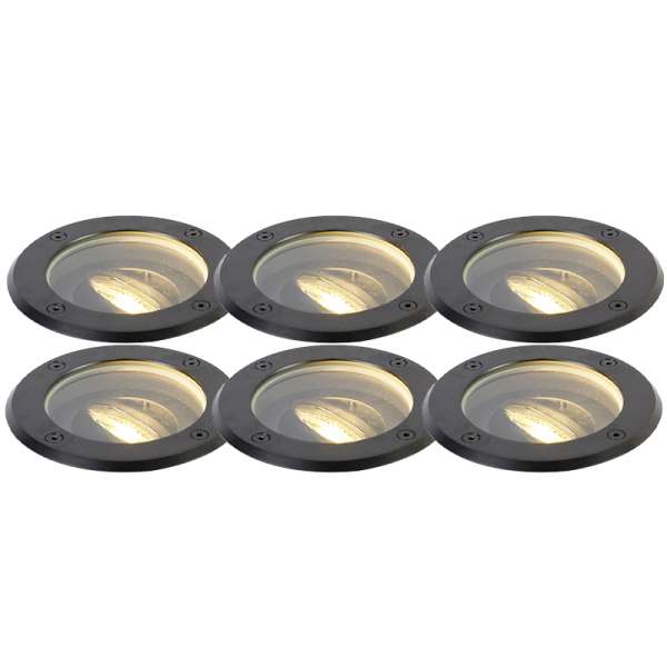 6 db fekete állítható kültéri talajszpot IP65 - Delux
