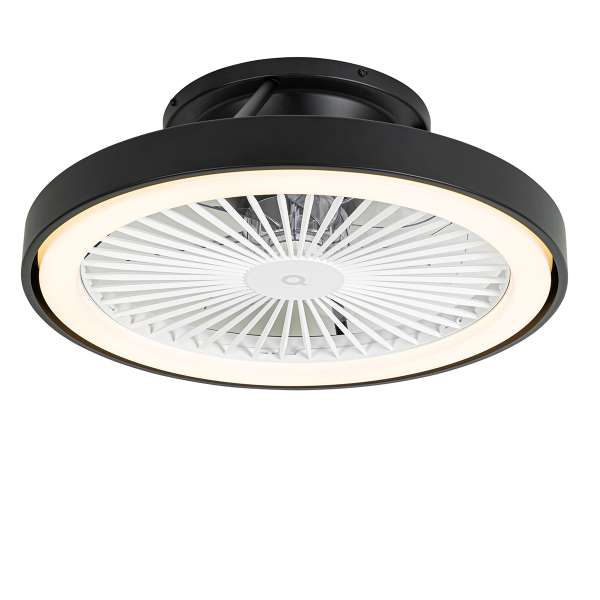 Okos mennyezeti ventilátor fekete 54 cm LED-del, fényerőszabályzóval és távirányítóval - Dave