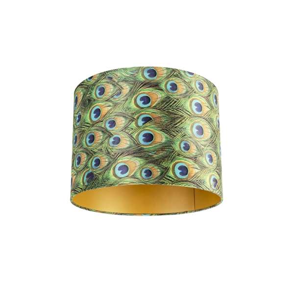 Bársony lámpabúra páva mintával 40/40/30 arany belsővel