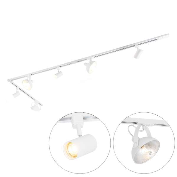 1 fázisú sínrendszer 6 állítható fehér spotlámpával - Magnax Jeana