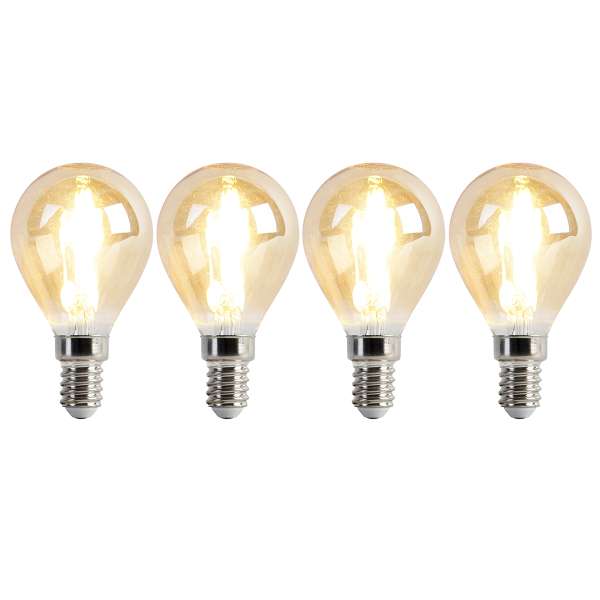 4 db-os készlet E14 szabályozható LED izzó P45 arany 3,5W 330lm 2100K