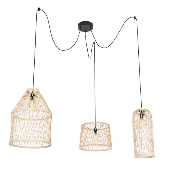 Okos kültéri függőlámpa rattan 3-lámpás LED-del - Calamus