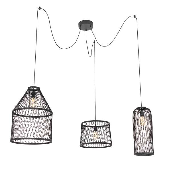 Okos kültéri lógólámpa fekete rattan 3 lámpás LED-del - Calamus