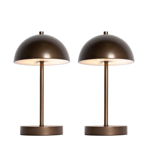 2 db-os kültéri asztali lámpa szett gomba alakú sötét bronz újratölthető - Keira