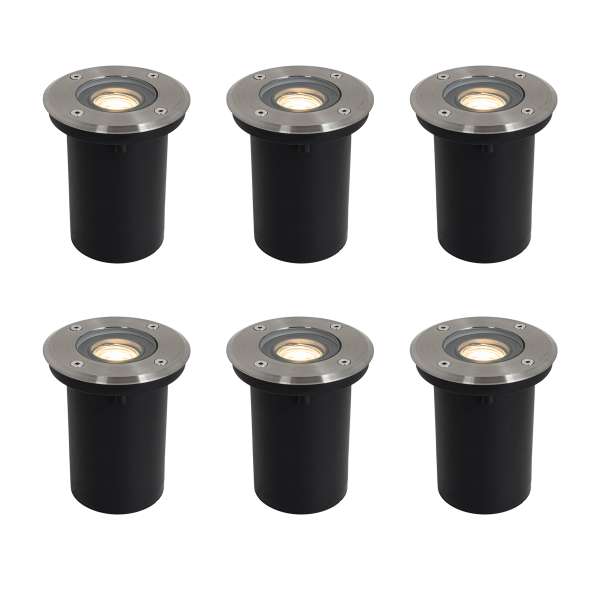 6 db-os készlet modern kültéri talajszpot acélból 35 mm állítható IP65 - Delux