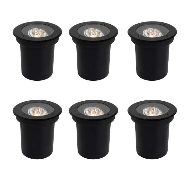 6 db modern kültéri talajszpot lámpa fekete AR70 állítható IP65 - Delux