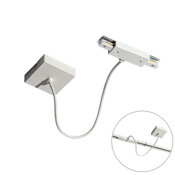 1 fázisú sínrendszer tápellátása, négyszögletes szerelőlappal, fehér - Iconic