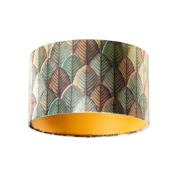 Bársony lámpabúra levélminta arany belsejével 35/35/20