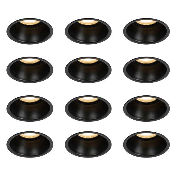 12 db fekete GU10 beépíthető spotlámpa szett 50 mm IP44 - Dept