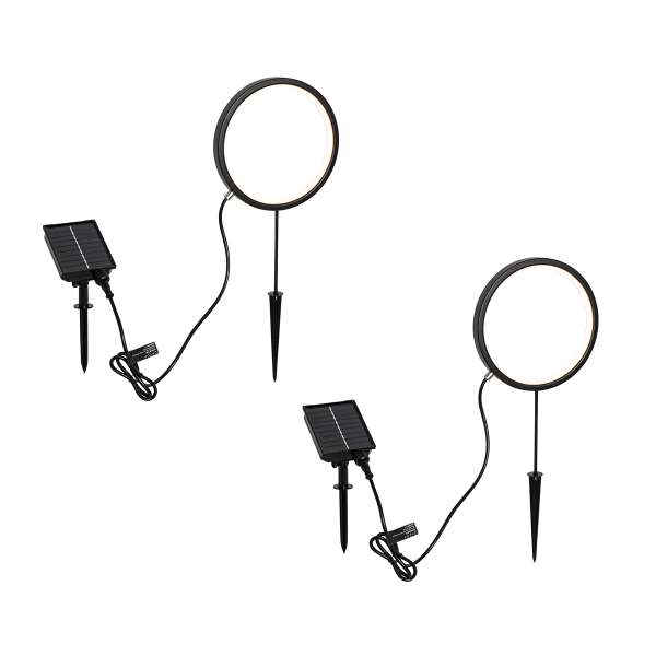 2 db fekete Adalind talajszpotlámpa szett 50 cm, újratölthető LED-del és napelemmel, IP65