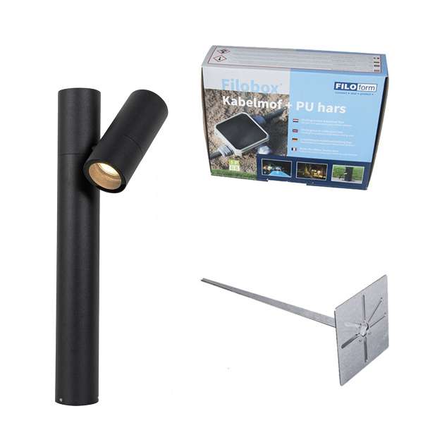 Álló kültéri lámpa fekete 50 cm állítható - Duo