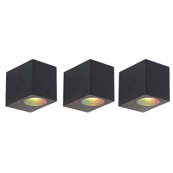 3 darabos intelligens fali lámpa szett fekete GU10 50mm IP44 - Baleno
