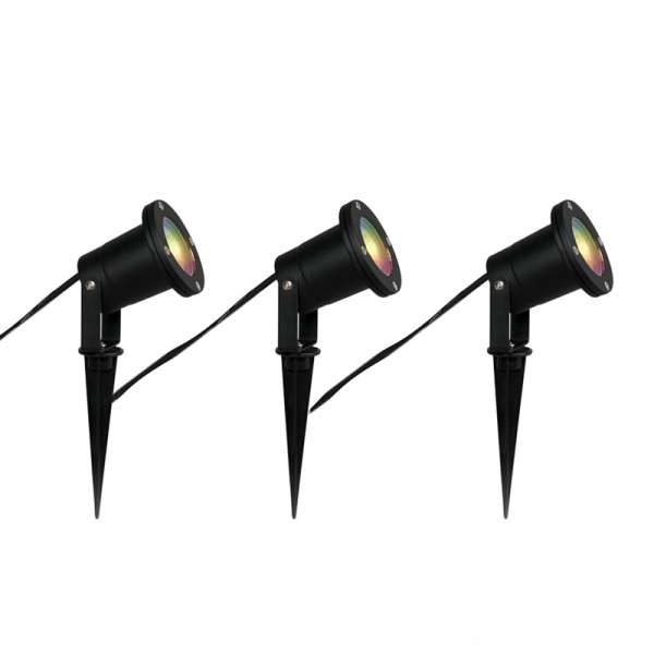 3 darabos intelligens kerti spotlámpa készlet fekete színben, kábellel és dugóval, 230 cm IP65 - Basic