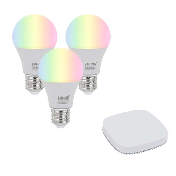 3 darabos intelligens E27 dimmelhető LED izzókészlet A60 9W 806 lm 2700K-6500K, Zigbee Smart Hub-bal