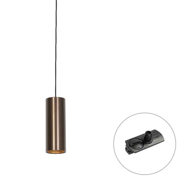 Design függőlámpa sötét bronz színben, sínadapterrel, 1 fázisú - Iconic Tubo