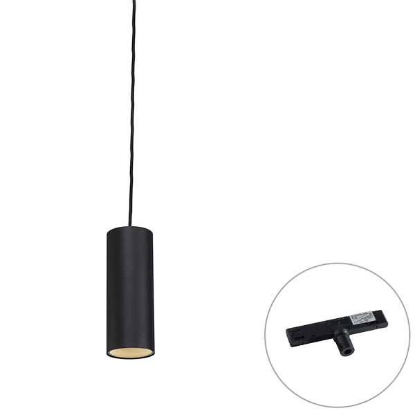 Design hanglamp zwart incl. rail adapter 1-fase - Slimline Tubo