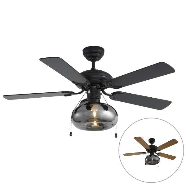 Mennyezeti ventilátor fekete 107,5 cm húzókapcsolóval - Mistral Busa