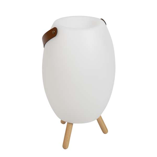 Fehér állólámpa 40,5 cm LED-del és hangszóróval, szabályozható RGBW IP44 távirányítóval - Apolo