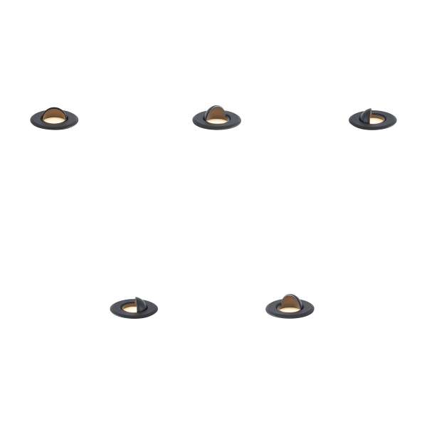 5 darabos modern fekete talajba süllyeszthető spotlámpa LED-del, IP67 - Linsey