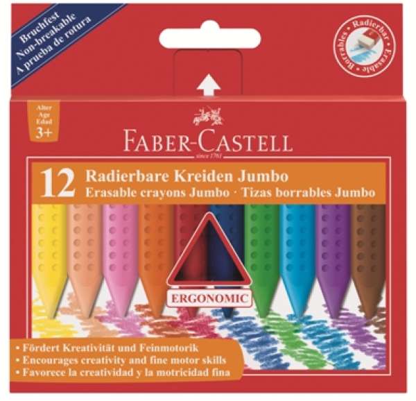 Grip Jumbo Plastic Colour viaszpasztell  szett - 12 szín (Faber Castel -)