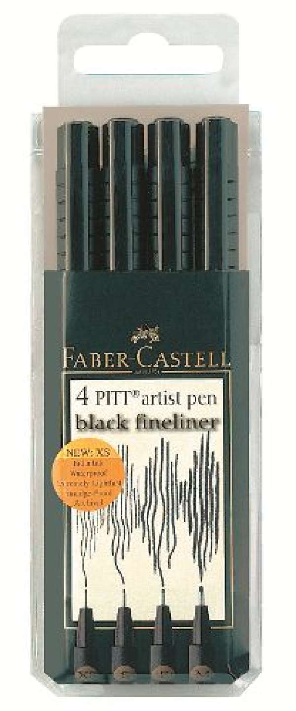 Filctollak Art Pen PITT szett 4 [XS.S.F.M] fekete (Faber Castel -)