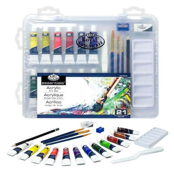 Akrilfesték készlet Essentials kofferban / 21 részes (készlet Royal &)