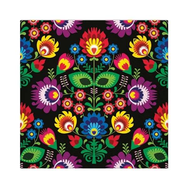 Decoupage szalvéták - Folky Style Black - 1 db (decoupage szalvéták)