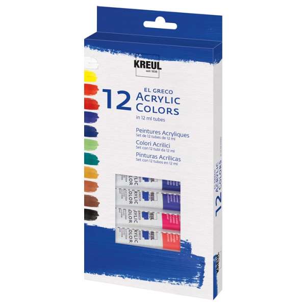 Akrilfesték szett El Greco 12 x 12 ml  (Akrilfesték szett)