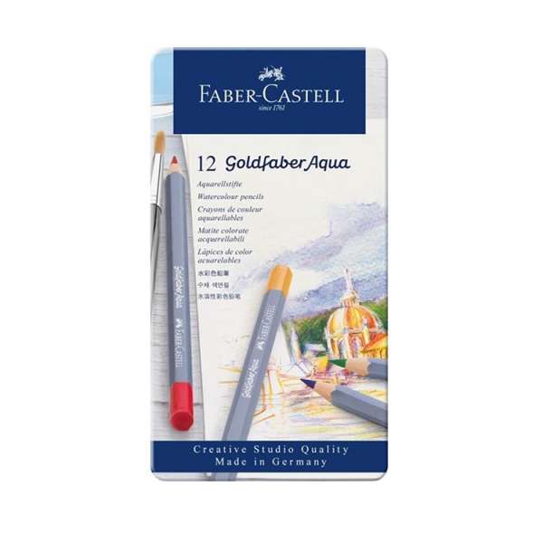 Akvarell színes ceruzák Goldfaber Aqua szett 12 szín / fém tok