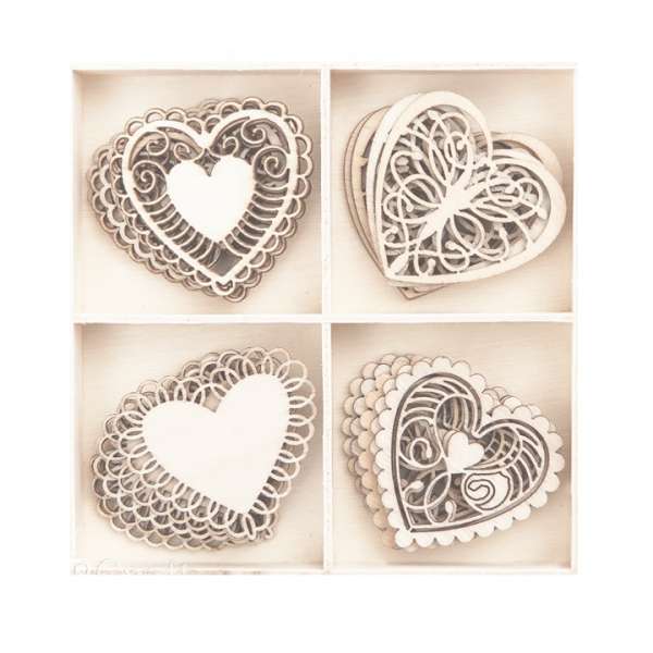 Dekoratív fa díszek készlet / 20 darab (Fa dísz készlet)