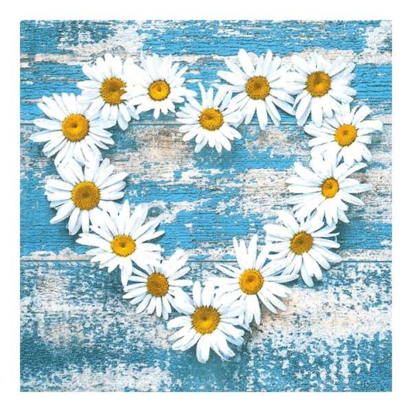 Decoupage szalvéta - Százszorszép szív - 1 db (decoupage szalvéták)