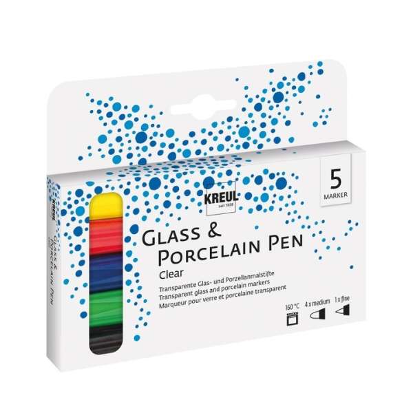 Porcelánfestő és üvegfestő filctoll készlet Hobby Line - 5 db