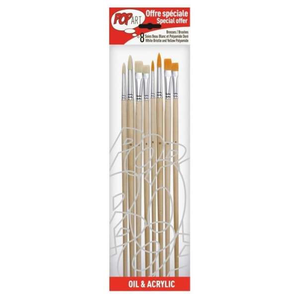Ecsetkészlet Pebeo /  8 db [950350] (ecsetek akrilfestékekhez és)