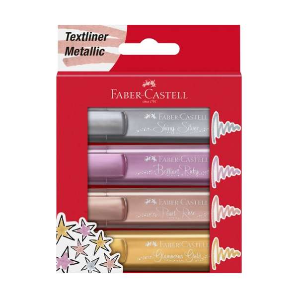 Metalikus szövegkiemelő Faber-Castell 4 db (Szövegkiemelő készlet)