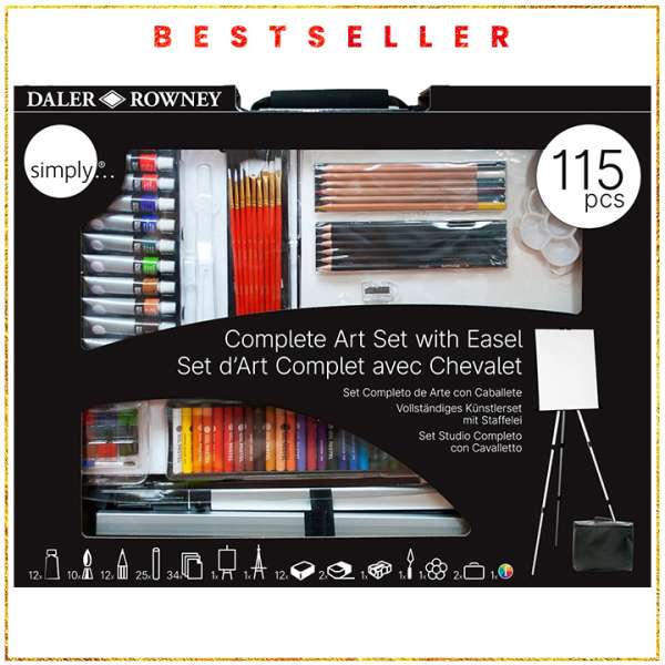 Nagy művészkészlet festőállvánnyal Daler-Rowney/ 115 részes