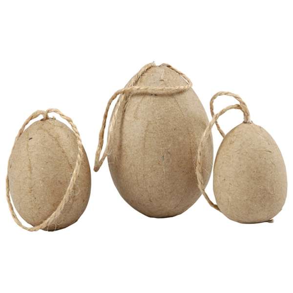 Handmade paper mache tojások akasztóval - szett (húsvéti dekoráció)