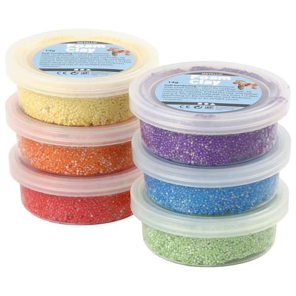 Modellező massza Foam Clay metallic light  6 x 14g (önkeményedő hab)