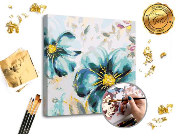 Festés számok szerint PREMIUM GOLD - Elfelejtett nefelejcsek (kifestő)