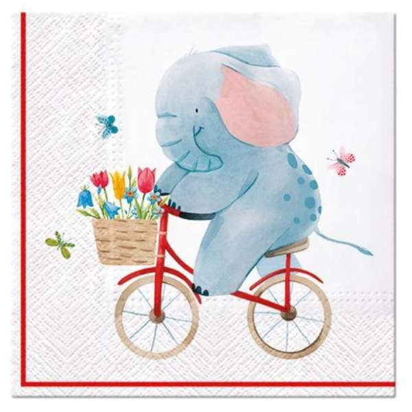 Decoupage szalvéták Elephant on Bike - 1 db (decoupage szalvéták)