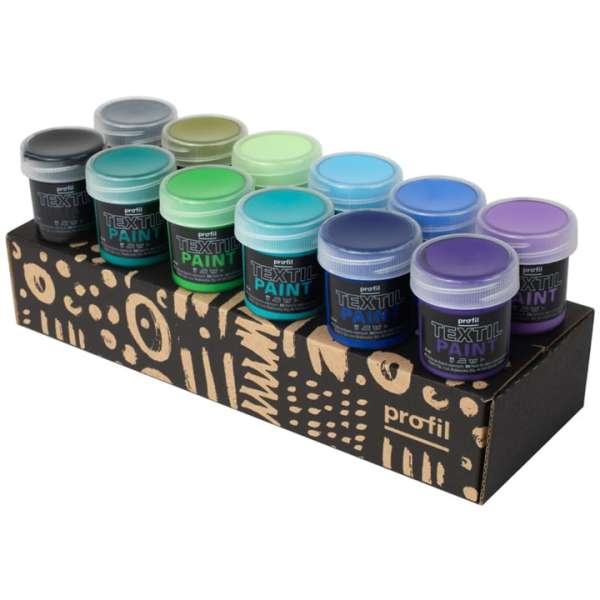 Színkészlet sötét textíliákhoz Profile - hideg árnyalatok 12 x 25 ml