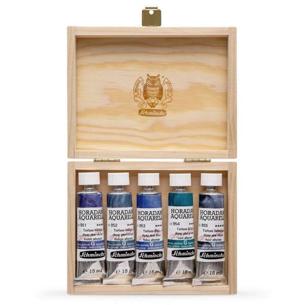 Akvarell festékkészlet tubusban Schmincke Super Granulation 5x15ml  | Set deep sea ()