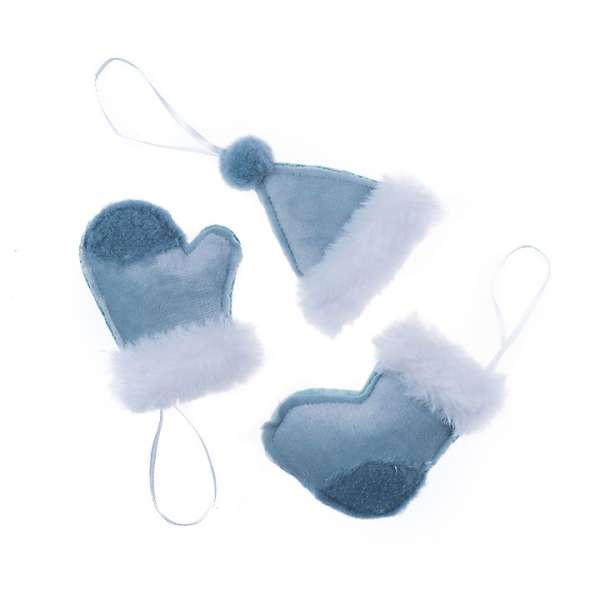 Karácsonyi függő dekoráció szőrmével  | kék (karácsonyi dekoráció)