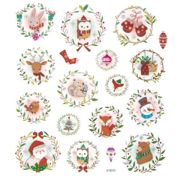 Karácsonyi matrica készlet 18 db  | Karácsonyi koszorúk (karácsonyi)