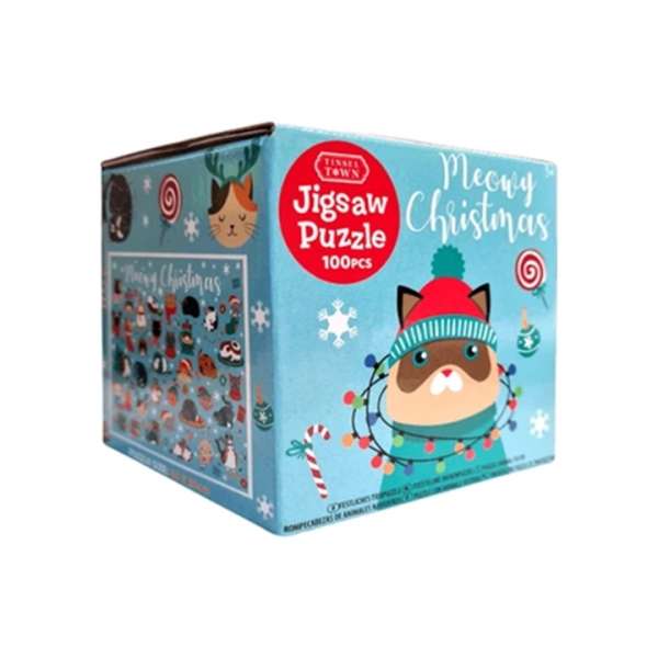 Gyerek puzzle karácsonyi | karácsonyi cicák 100 db (puzzle gyerekeknek)