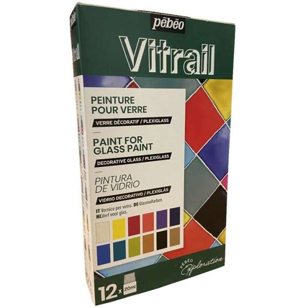 Üvegfesték készlet Pebeo Vitrail 12 x 20 ml (üvegfestés)