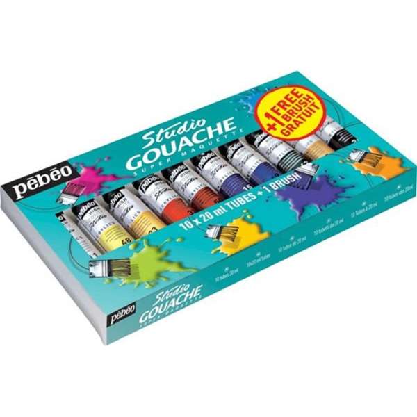 Professzionális gouache festékek Pebeo Studio 10 x 20 ml   ecset
