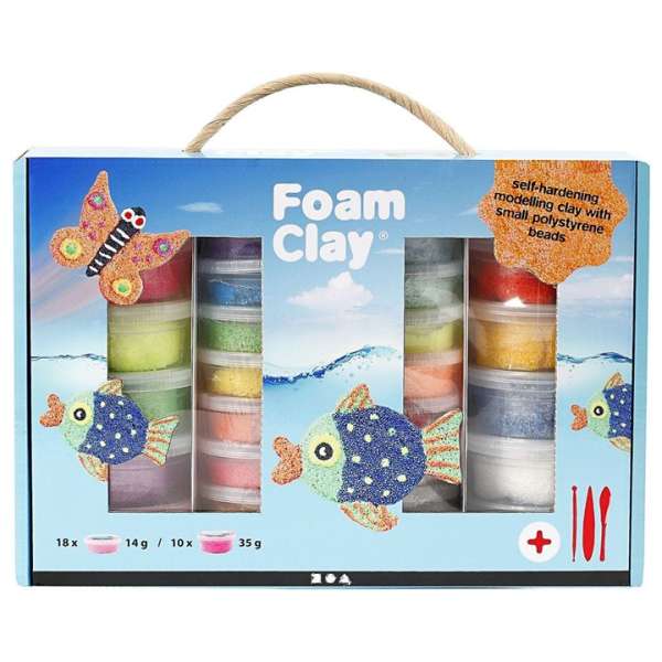 Koffer modellező masszával Foam Clay / 31 részes (önkeményedő gyurma)