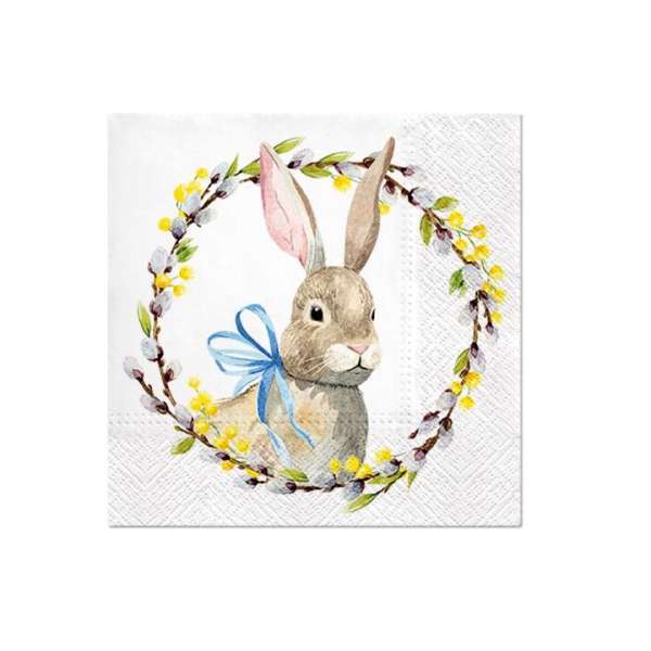 Decoupage szalvéták - Rabbit with Catkins  - 1db
