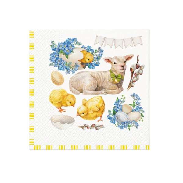 Decoupage szalvéták - Easter lamb frame  - 1db
